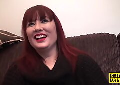 Busty british redhead dominated with roughsex