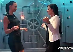 Fervent sex kittens blow cock and enjoy shagging and gangbang