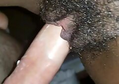 White cock fucks black pregnant wife, new Year slow fuck