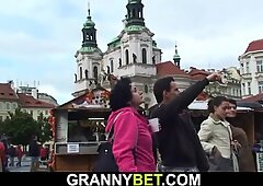 He brings old granny home for sex-play