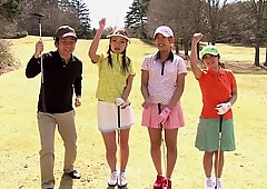 Sexy cute girls loves sucking her golf instructor's cock