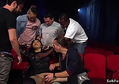 Asian hottie anal interracial gangbanged