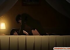 Busty Japanese hentai coed wetpussy poking and creampie